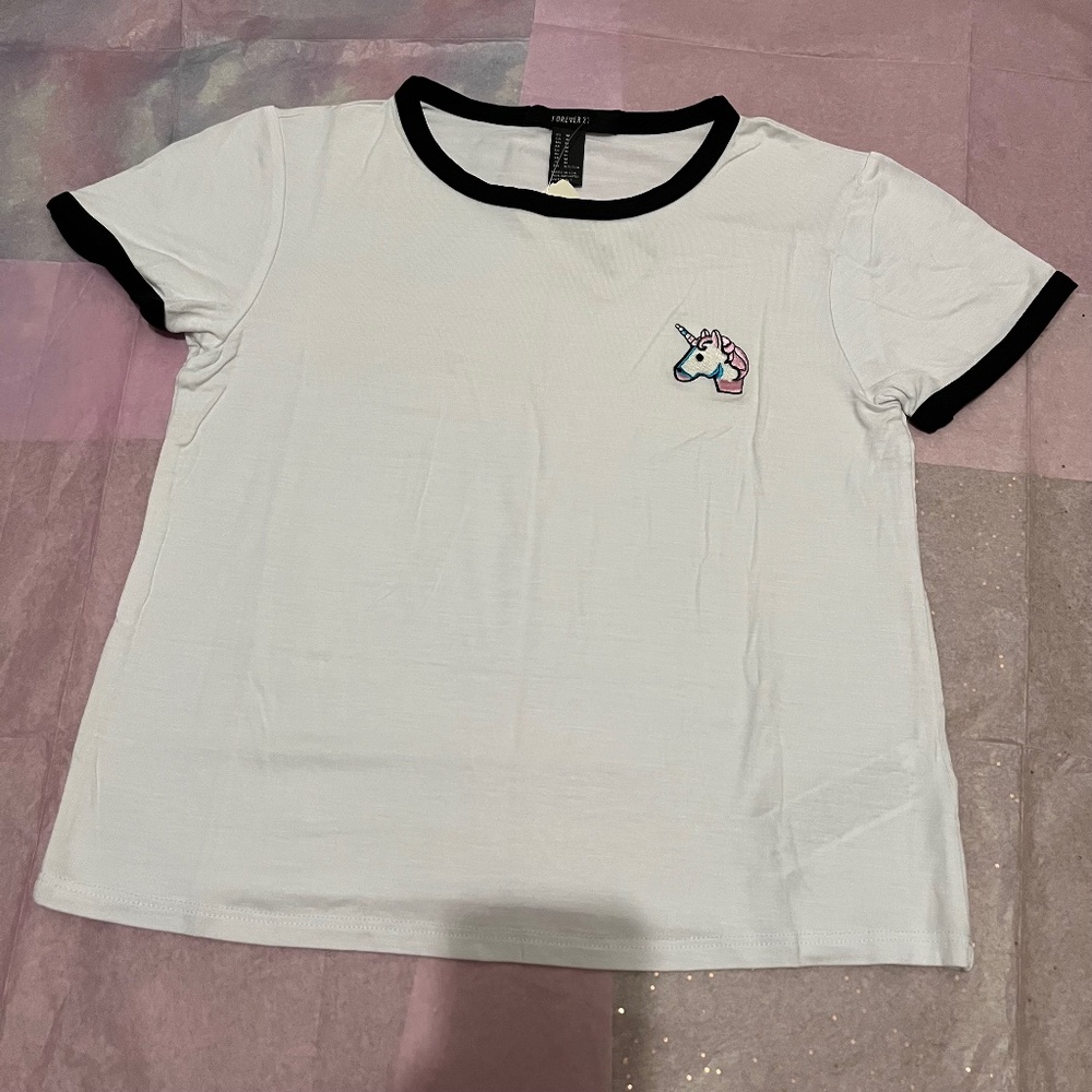 Forever 21 Unicorn Ringer Tee